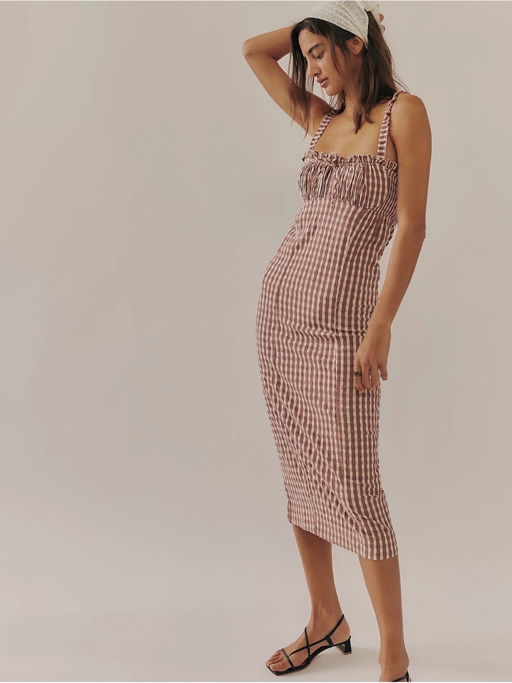 Free People Pink Gingham Maxi Dress